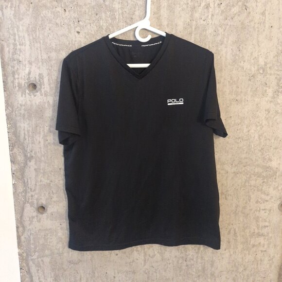Polo Sport PSXV Mens Large Black Performance V-Neck T-Shirt Cyclocross Gym Run - Picture 1 of 6